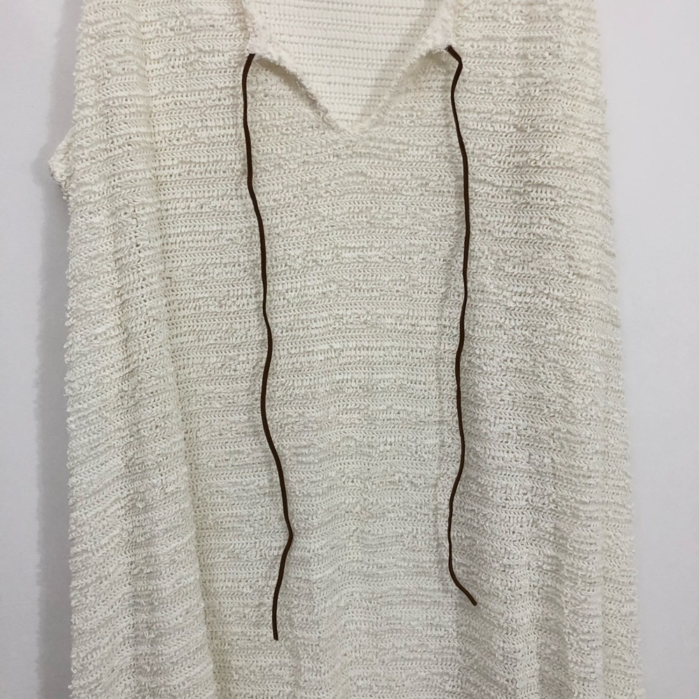 J Valdi White Net Mesh Top Throwover W Brown Tie - image 3